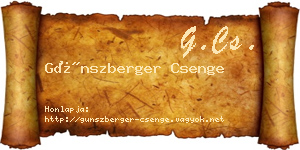 Günszberger Csenge névjegykártya